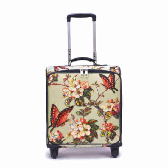 Butterfly Hand Beaded Rolling Suitcase
