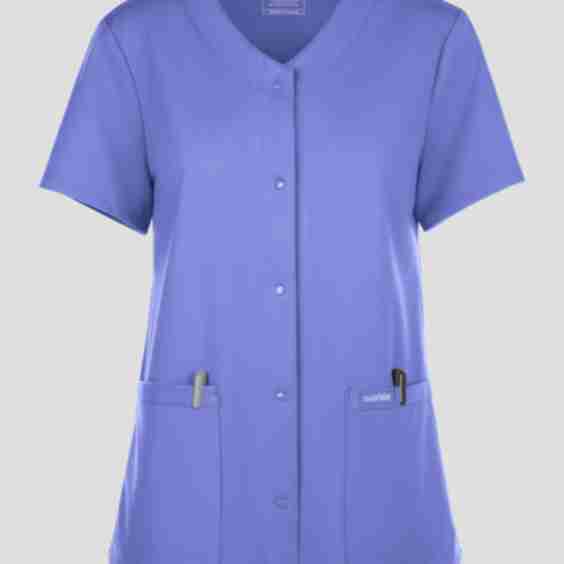 2-Pocket Snap Front V-Neck Scrub Top