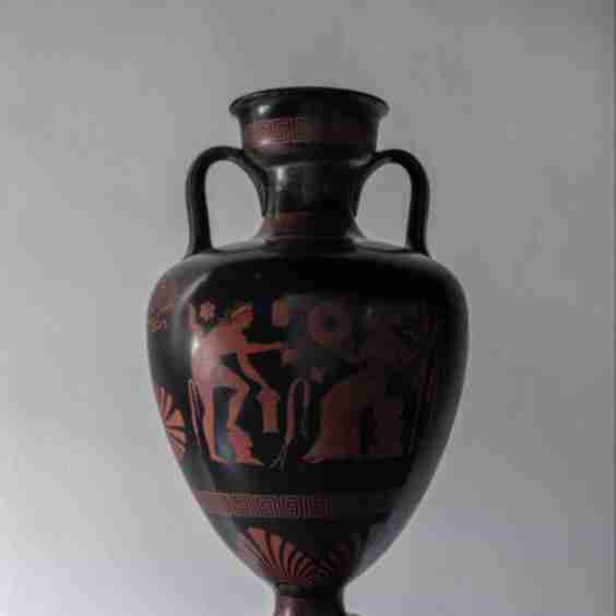 Large Grecian Vase On Marble Plinth