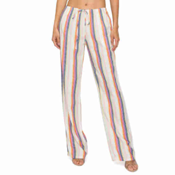 Printed Linen Pull On Pants