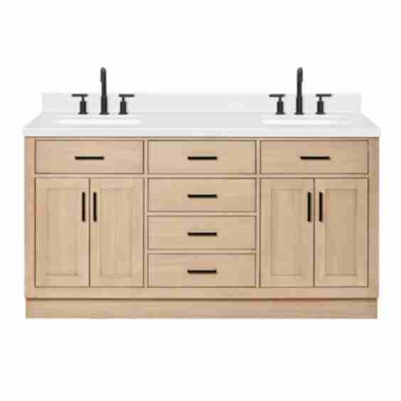 Hepburn 66" Free Standing Double Basin Vanity Set with Cabinet and Quartz Vanity Top