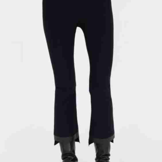 Tech Stretch Vegan Leather Step Hem Cropped Flare Pant