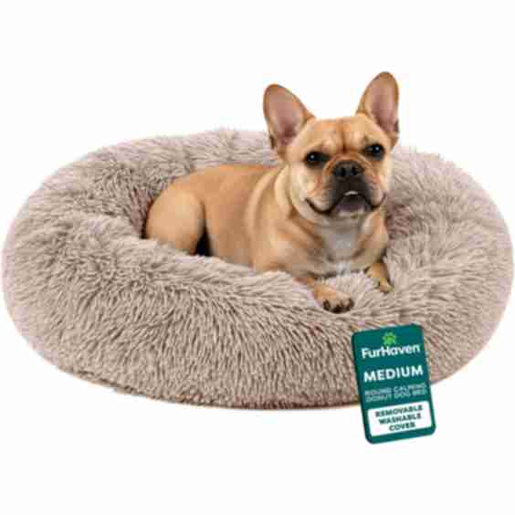 Calming Cuddler Long Fur Donut Bolster Dog Bed