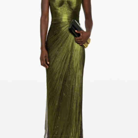 Scoop Neck Sleevelss Strapless Pleated Long Formal Evening Dress