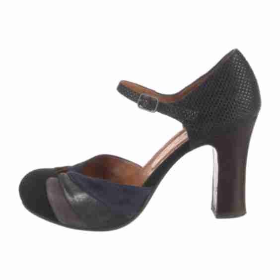 Suede Colorblock Pattern D'Orsay Pumps (Pre-Owned)