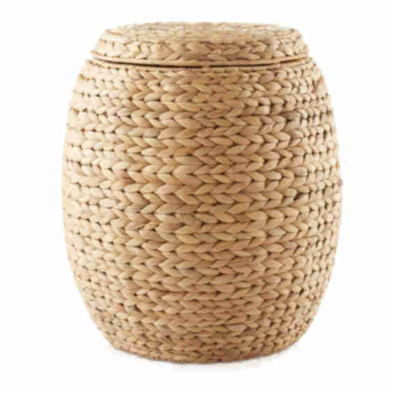 Round Water Hyacinth Storage Basket/Hamper with Lid