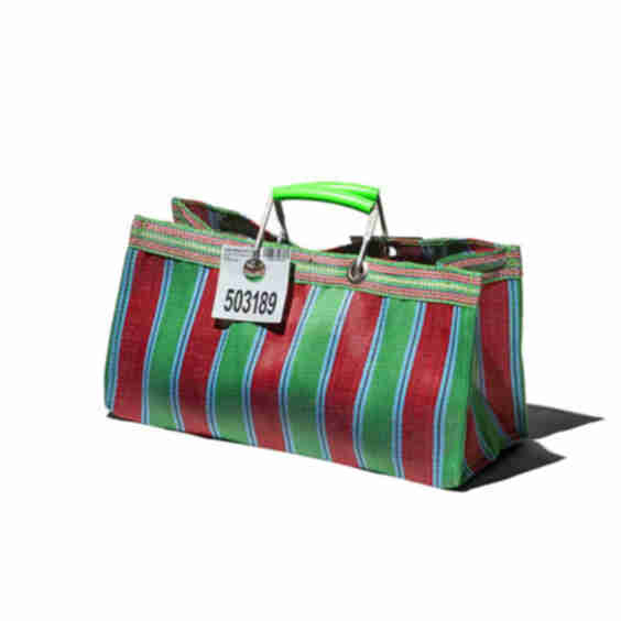 Wide Recycled Plastic Stripe Bag