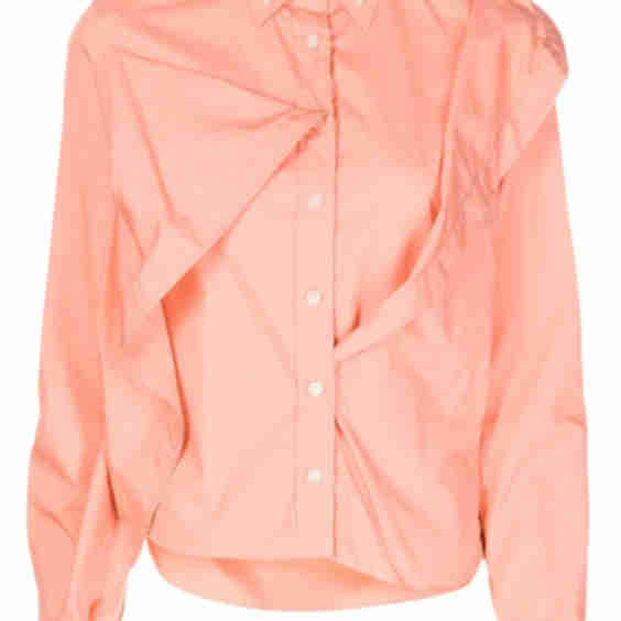 Asymmetric-Detail Long-Sleeve Shirt