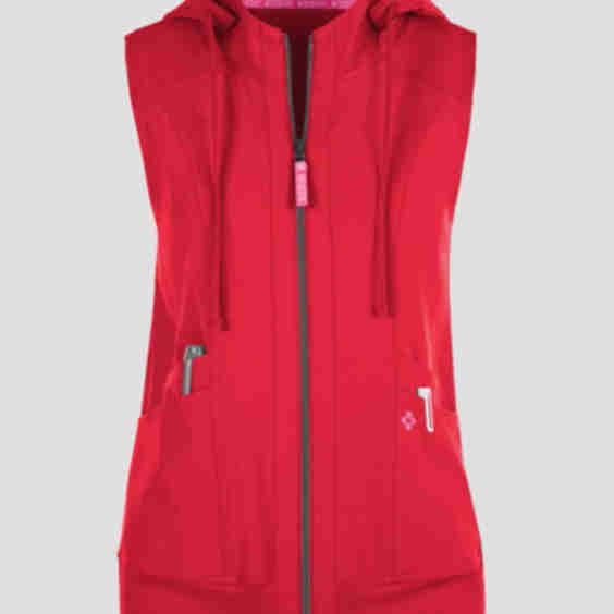 4-Pocket Stretch Zip Front Removable Hoodie Scrub Vest