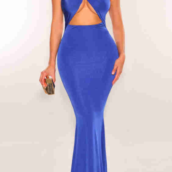 One Shoulder Cut Out Mermaid Gown
