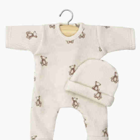 11" Doll Clothing  Sleep Tight Angel Onesie & Hat in Ribbed Cotton