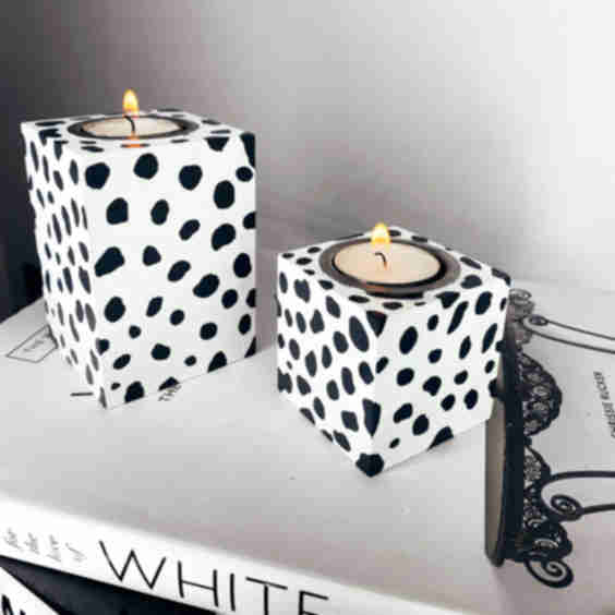 Two Dalmatian Print Candle Holders