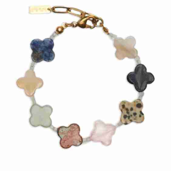Clover Embellished Gemstone Bracelet