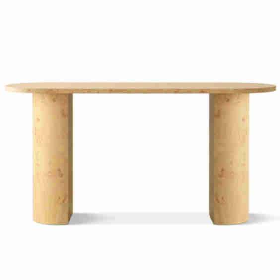 60” Burl Wood Modern Oval Console Table