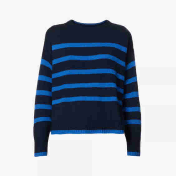 Priya Striped Scoop-Neck Cashmere Jumper