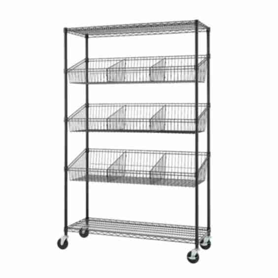 Home 5-Tier Wire Shelving Rack with Baskets & Dividers