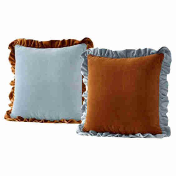 Jasper Ruffled - Set of 2 Velvet Deluxe Handmade Cushions (Pre-Owned)