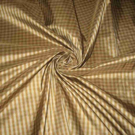 Silk Taffeta Fabric Caramel Ivory Colour Gorgeous Plaids 54" Wide