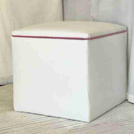 Storage Ottoman - Faux Leather with Bella Tulip Piping