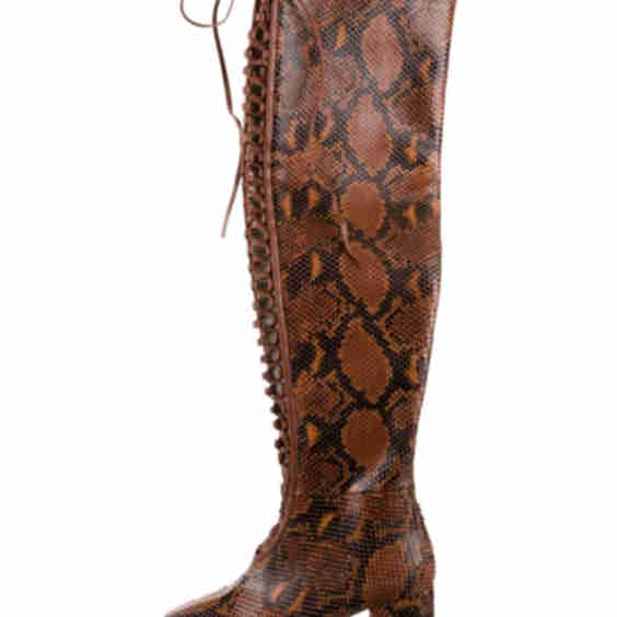 Snakeskin Animal Print Lace-Up Boots