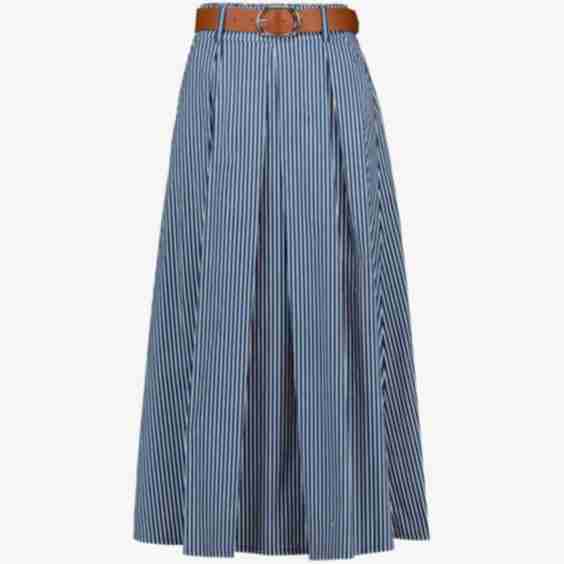 Striped Long skirt with Belt