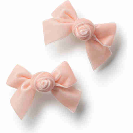 Rosette Velvet Double Clip Set Ballet Slipper