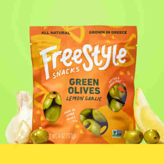 Freestyle Snacks Olives Green Lemon Garlic