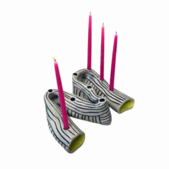 Ceramic Striped Wiggle Menorah