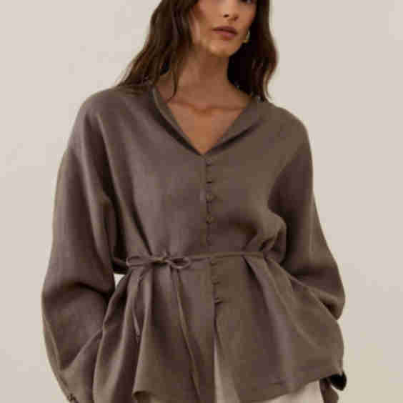 Bella Belted Linen Shirt