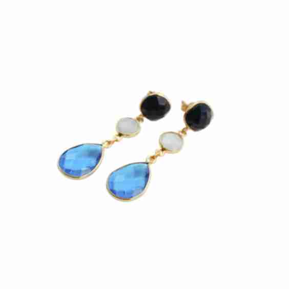 The Prowl Onyx with Blue Topaz Gemstone Earring