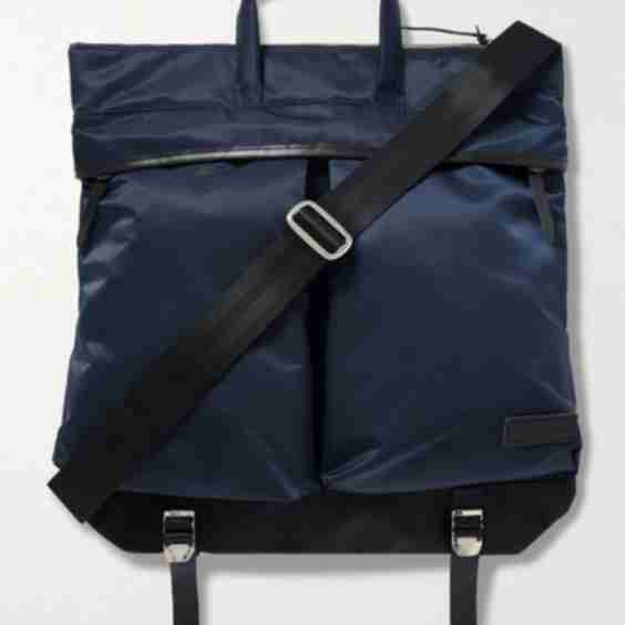 Lightning Leather-Trimmed Nylon Twill and Cordura Tote Bag