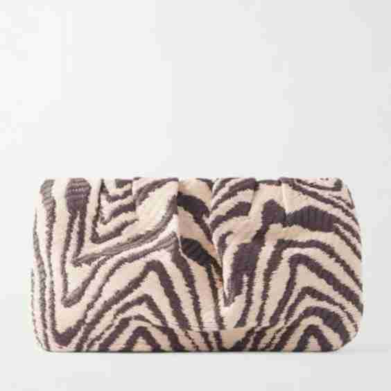 Serena Gathered Clutch In Chunky Woven Cotton Fabric