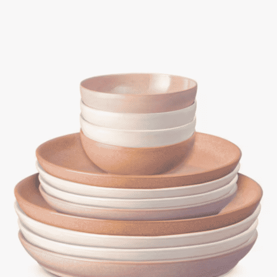 Quartz Rose Stoneware Dinnerware Set 12 Piece
