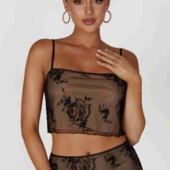Xena Embroidered Mesh Cami Top