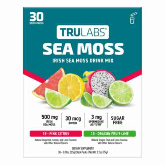 Sea Moss Drink Mix Powder Supplement, Pink Citrus and Dragon Fruit Lime 30 ct.