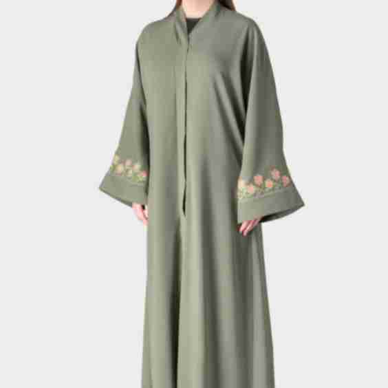 Embroidered Sage Abaya