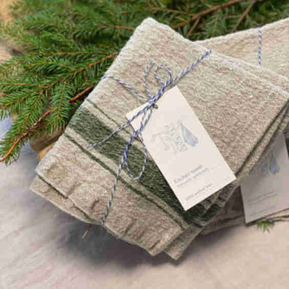 Stripe Vintage Linen Kitchen Towel