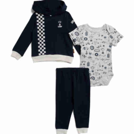 Infant Boys 3pc Race Cars Hoodie Bodysuit And Joggers Set
