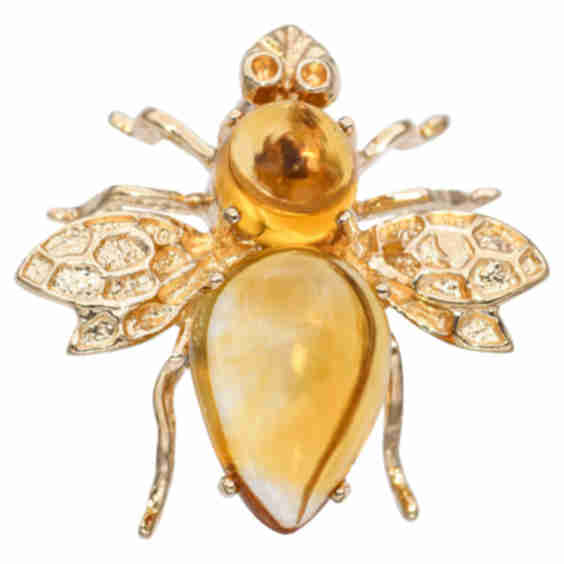14 K Gold Citrine Bumblebee Brooch