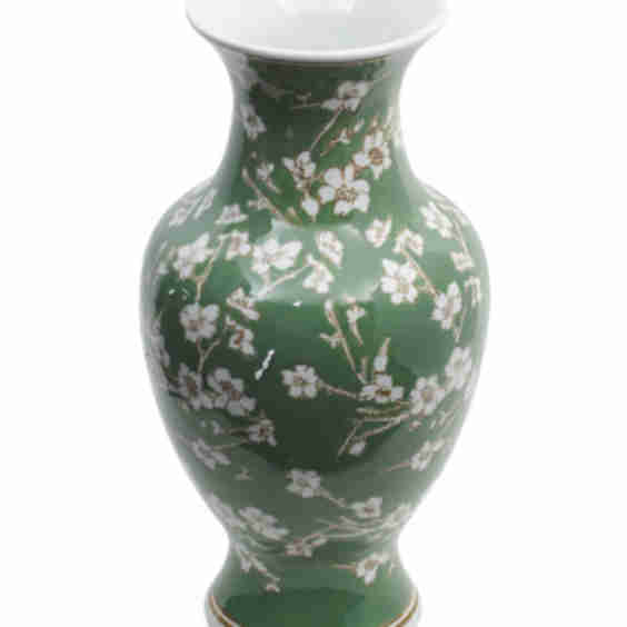 14in Shaped Chinoiserie Ceramic Vase