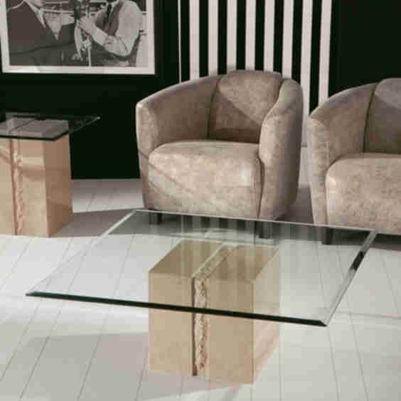 Antis Glass And Marble Square Coffee Table