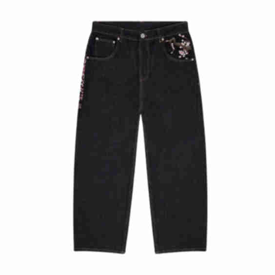 Plum Blossom Embroidery Relaxed Fit Jeans