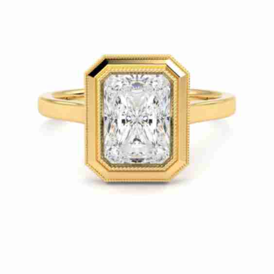 Arcadia Assher Cut Milgrain Engagement Ring