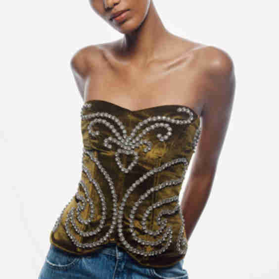 Velvet Crystal Corset Top