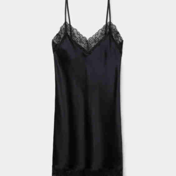Silk Slip Dress with Lace Insert Detail