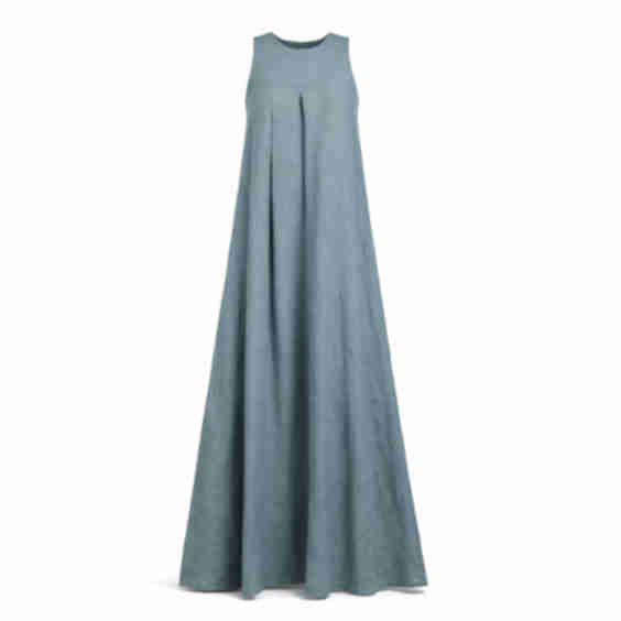 Linen Long Maternity Dress With Pockets 