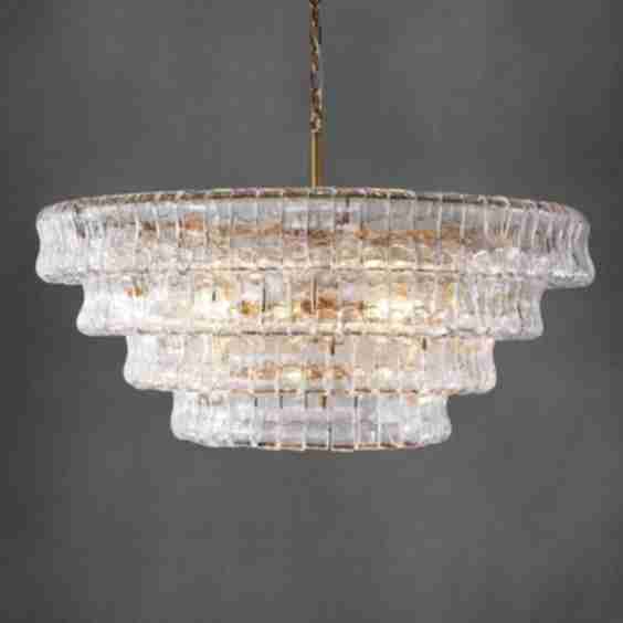 36in-67.4 in. 6-Lights Gold Crystal Drum Chandelier