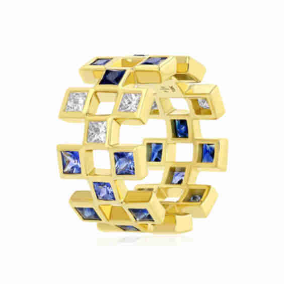 Mirror Ring with Sapphires
