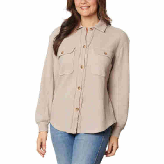 Button Front Waffle Shirt