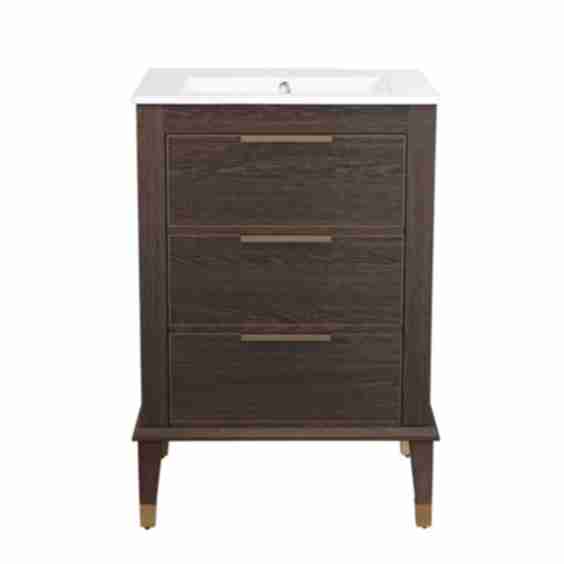 Hugo 24" Free Standing Single Basin Vanity Set with Cabinet and Ceramic Vanity Top